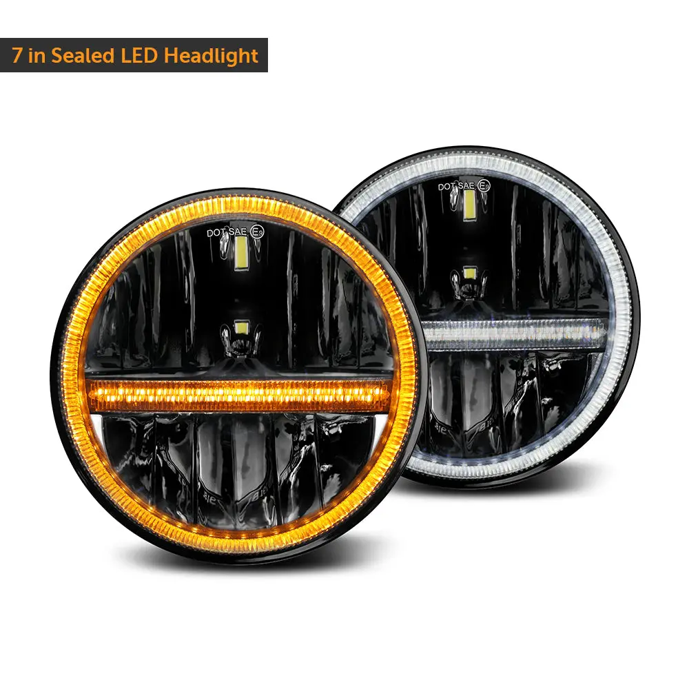 Co Light 7 Inch Dual Beam Amber/White Drl Classic Headlight 1