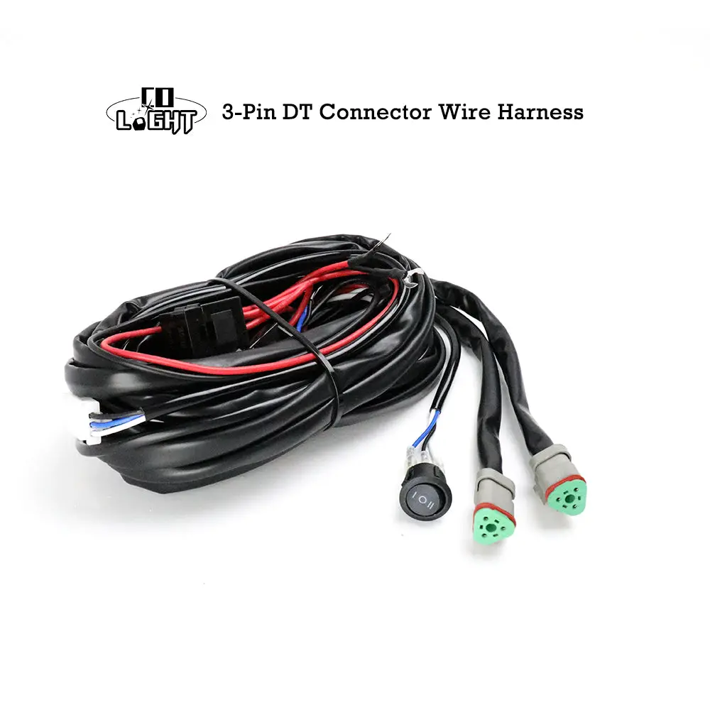 14Awg 3-Pin Dt Wire Harness For High Power Driving Lights For Truck Jeep Atv Utv-2 Leads 1