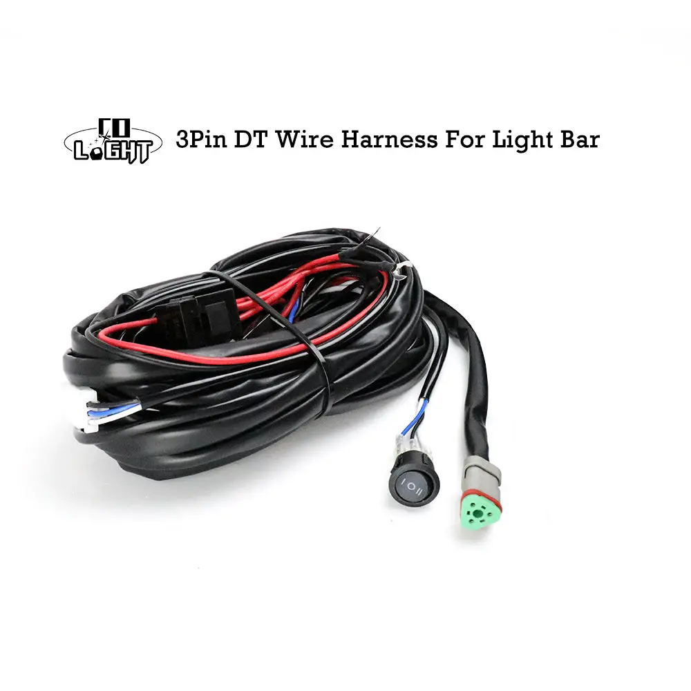 14Awg 3-Pin Dt Wire Harness For 240W Above Light Bar For Truck Jeep Atv Utv-1 Lead 1