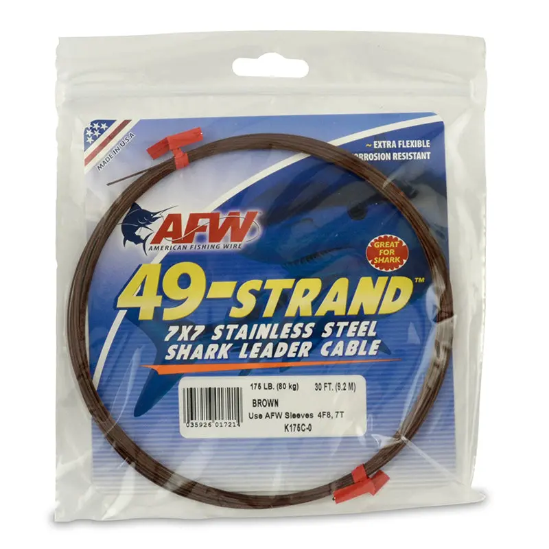 Afw 49-Strand Stainless Steel Shark Leader Wire Cable 30' 1
