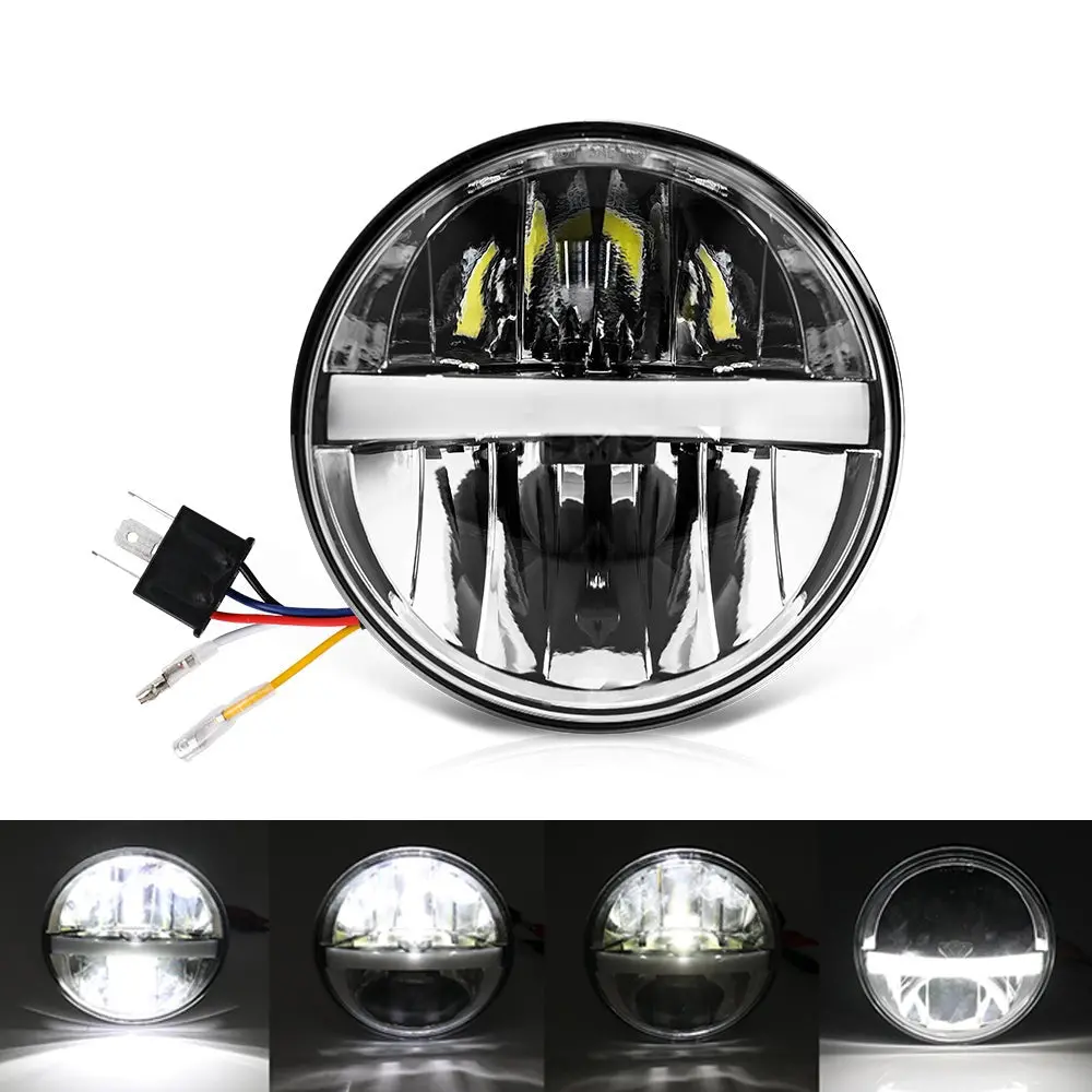5.75 Inch Round Headlight With White Daytime Light 1