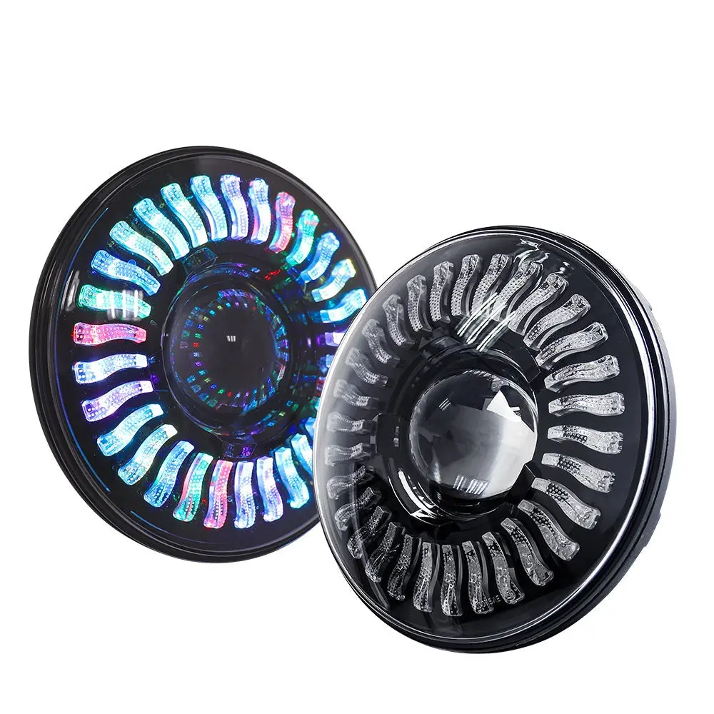 Co Light 7Inch Round Rgb Color Chasing Halo Headlights (Set/2Pcs) 1