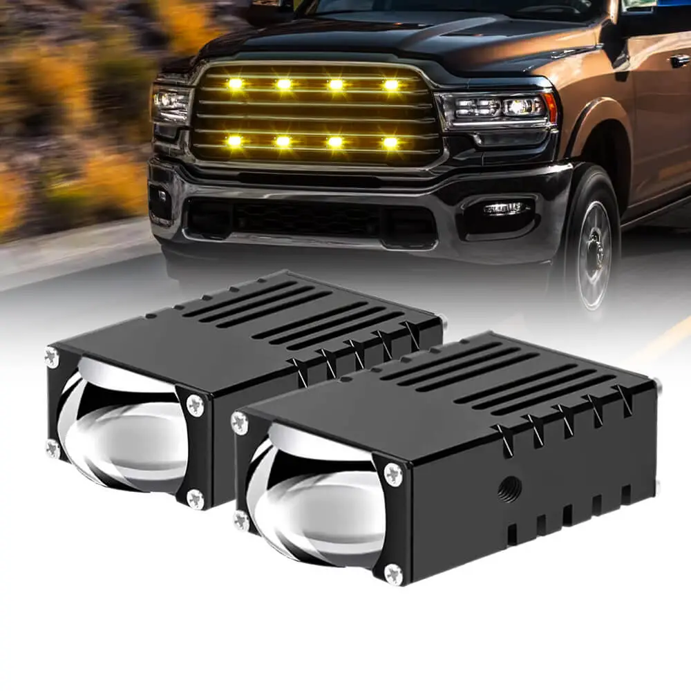 2.5 Inch Super Slim Yellow&White Dual Beam Bi-Led Projector Grille Lights(Set/2Pcs) 1