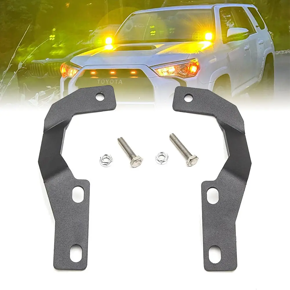 2010-2023 Toyota 4Runner Hood Ditch Light Mounting Brackets 1