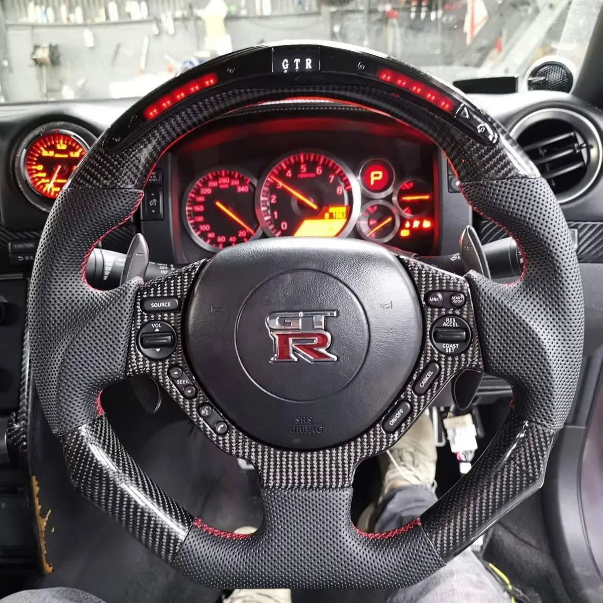 Led Carbon Fiber Steering Wheel For Nissan 2009-2016 Gtr R35 | Ttd Craft 1