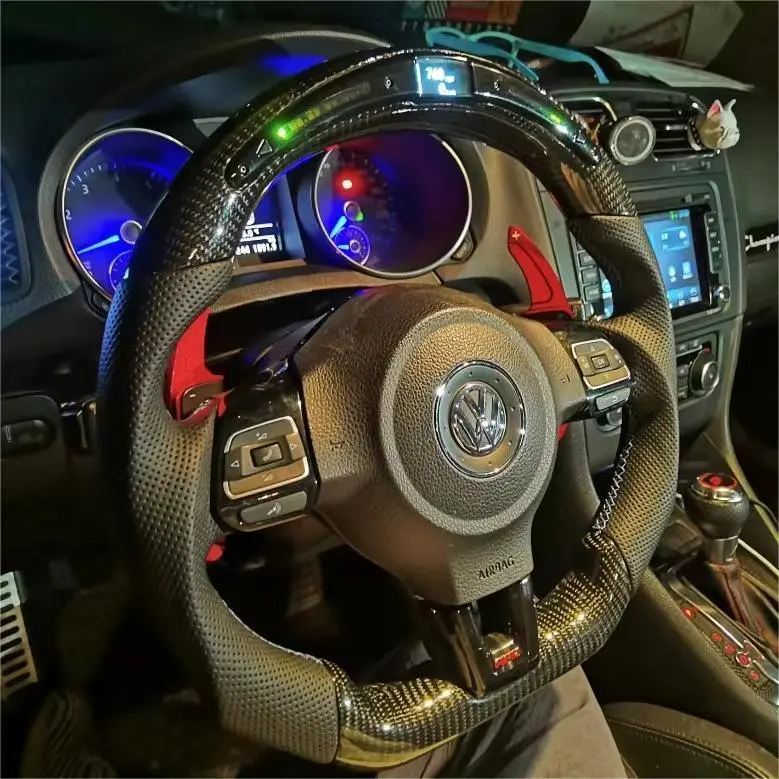 Ttd Craft Vw 2011-2014 Mk6 Gti /R Jetta Carbon Fiber Steering Wheel With Led 1