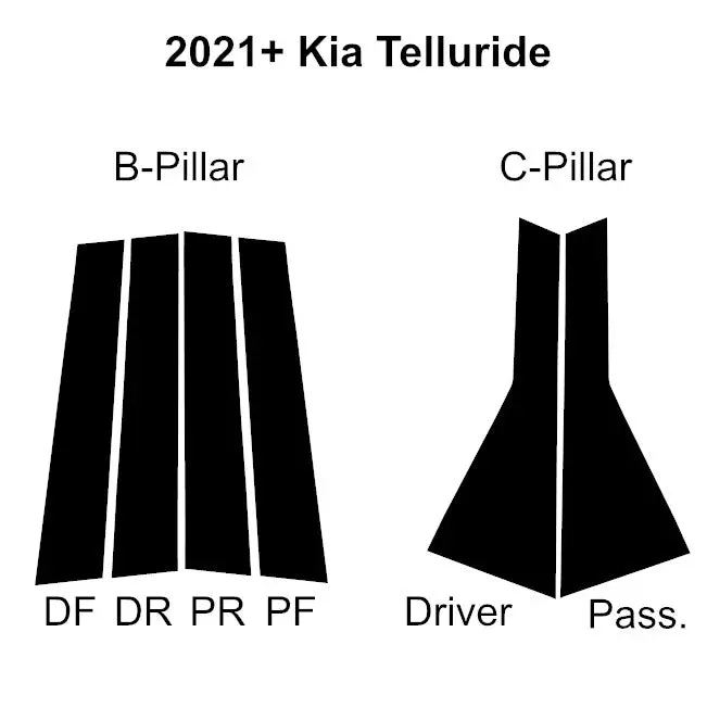 2021-2024 Kia Telluride | 6 Piece (B And C Pillars) | Gloss Black Ppf | Pillar Protector Kit 1