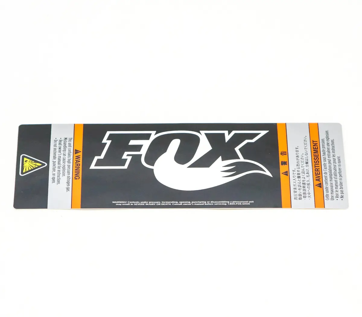 Fox Performance Series Decal, 2.15" X 6.10" With Warnings 1