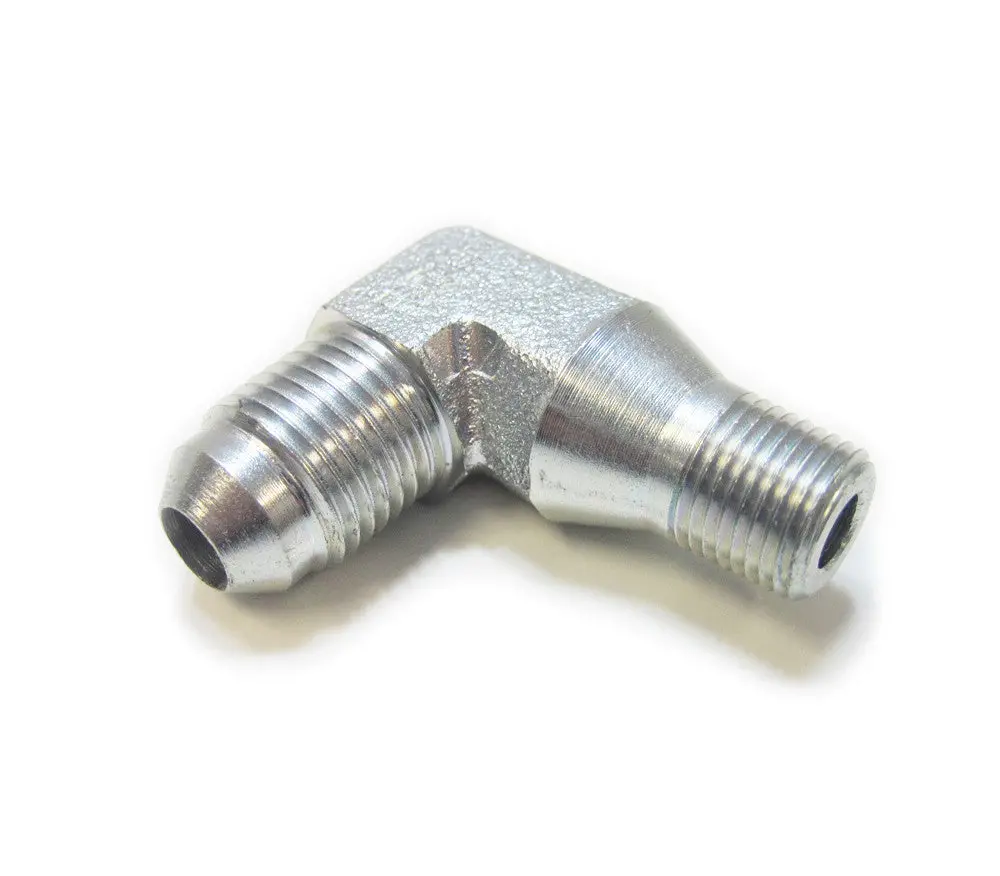 1/8" Npt Male To 7/16-20 Jic Male Tall 90, Steel 1