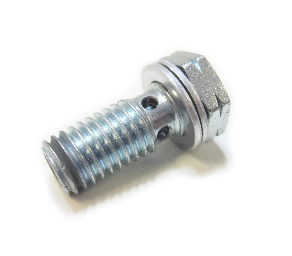 M10 X 1.5 Steel Banjo Bolt With Aluminum Crush Washers 1