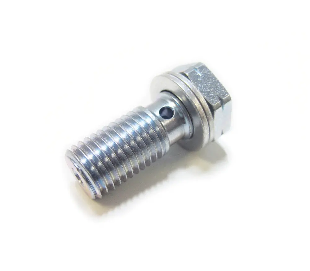 M10 X 1.25 Steel Banjo Bolt With Aluminum Crush Washers 1