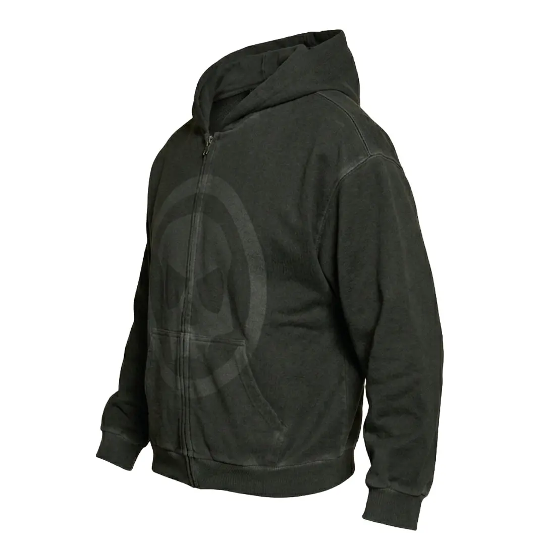 Heritage Skull Zip Hoodie - Sage Grey Wash 1