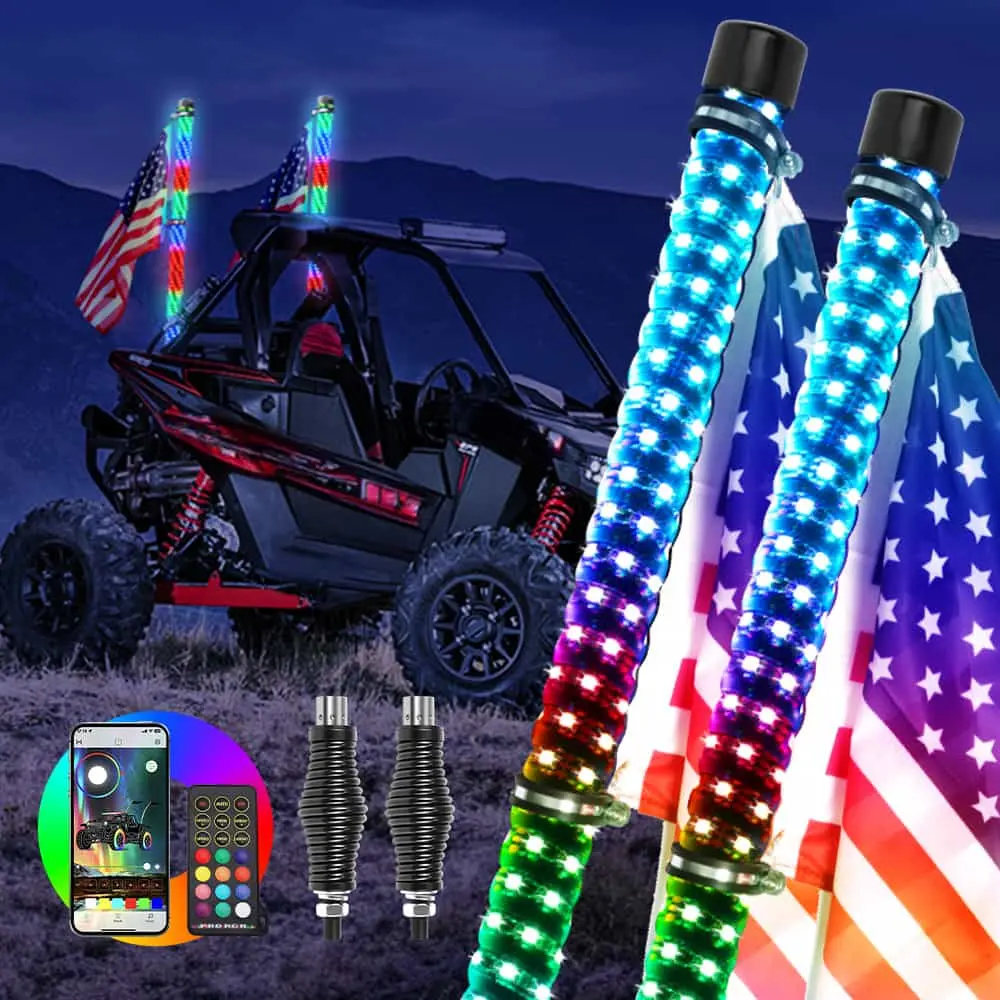 3Ft Rgbw Whip Lights 1.5" Diameter With Spring Mounts 1