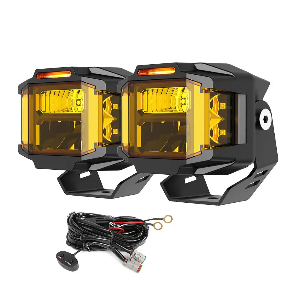 3Inch V5 Series Yellow Beam Side Shooter Led Light Pods With Yellow Drl(Set/2Pcs) 1