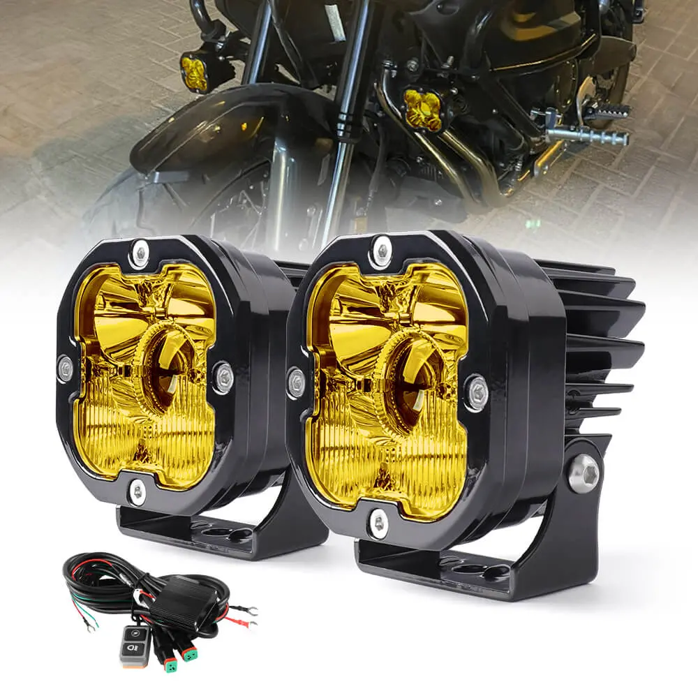 3Inch La5 Series Motorcycle Auxiliary Fog Lights-Yellow Beam(Set/2Pc) 1