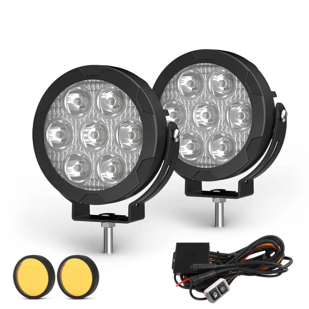 Colight 4.5Inch D07 Series Round Motorcycle Lights With Waterproof Wire Harness(Set/2Pcs) 1