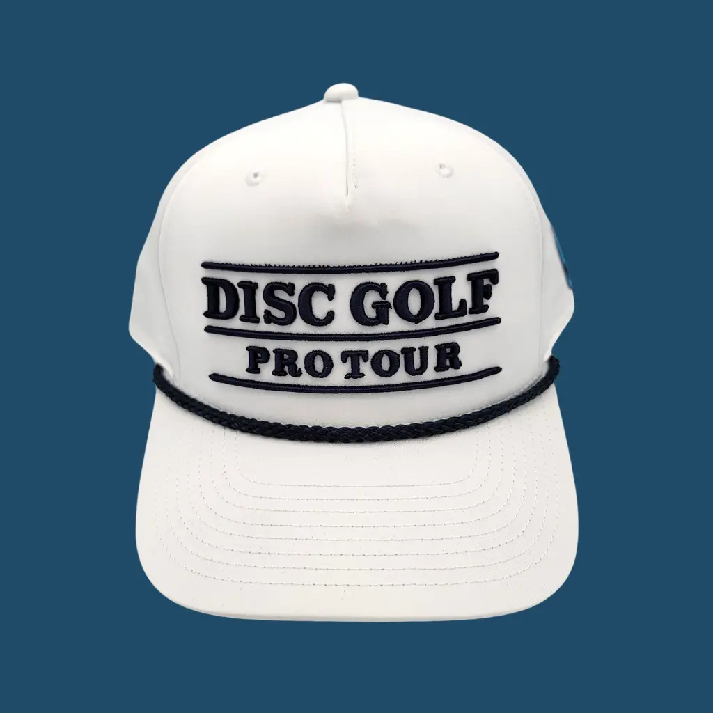 Dgpt Bar Text Embroidered Five Panel Rope Snapback Hat - White 1