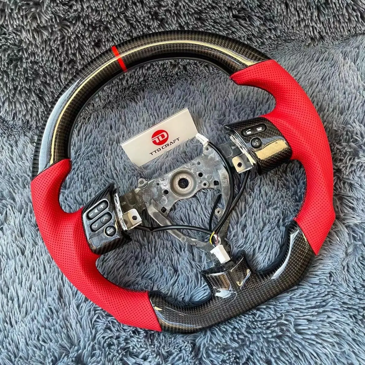 Toyota Fj Cruiser Carbon Fiber Steering Wheel With Red Leather |Ttd Craft 2