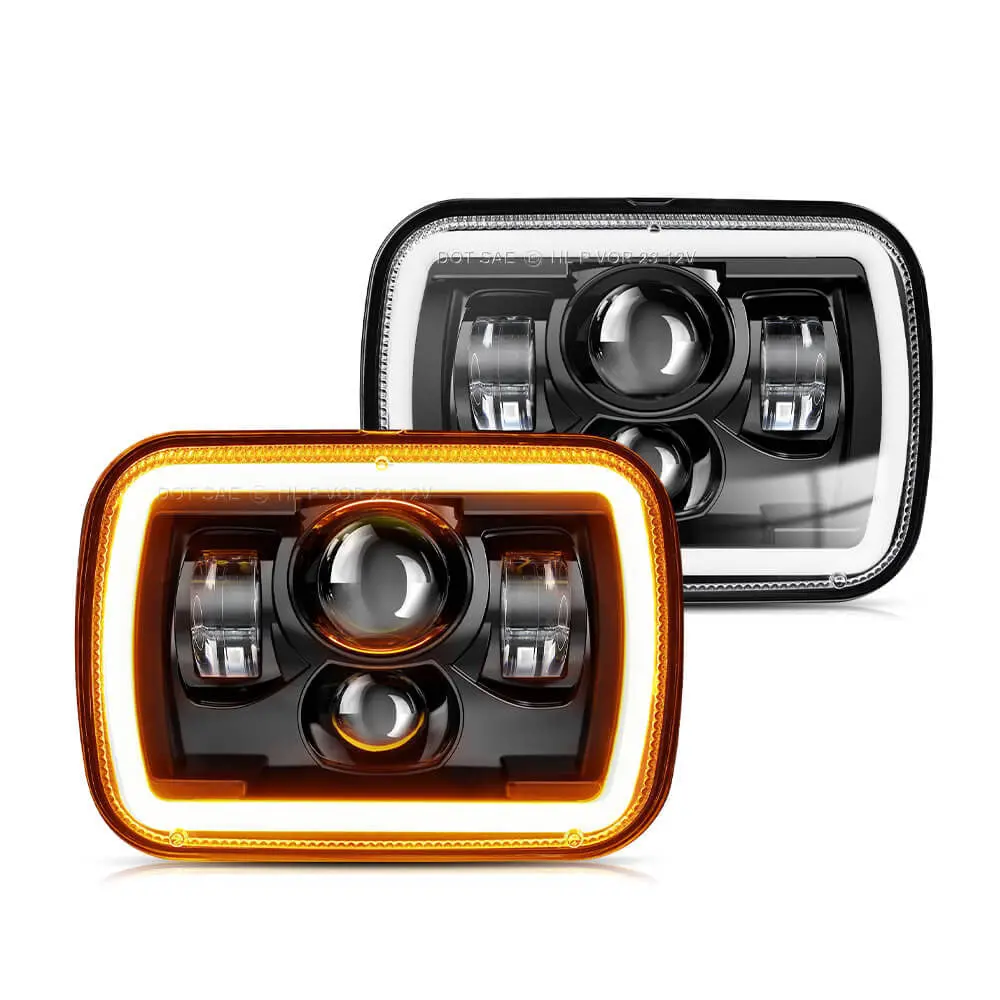 5X7 Inch Led Headlights With White Drl/ Yellow Turn Signal(Set/2Pcs) 1