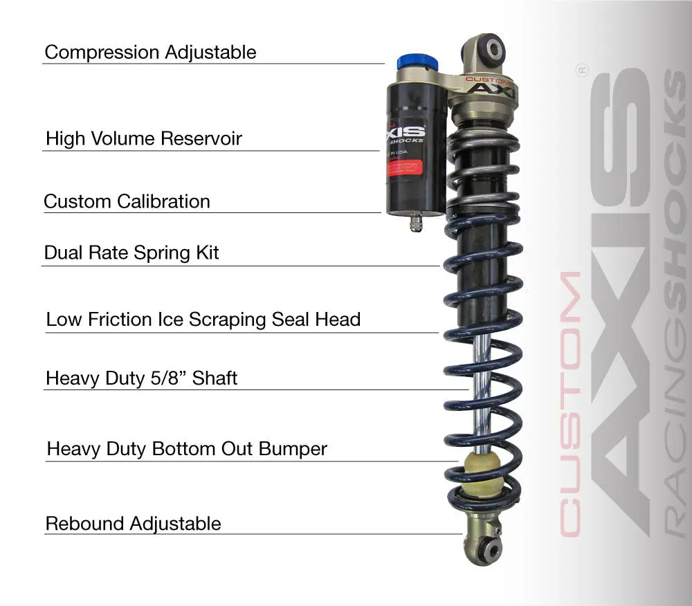 Axis - Snow Shocks, Front, Polaris, 2015+ Axys, Rush, Switchback, Pro-S/X, 2017+ Assault, Adventure, Indy Xc (42 Wide) 2