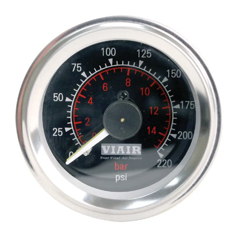 Viair 220Psi Dual Needle Black Faced Gauge 1