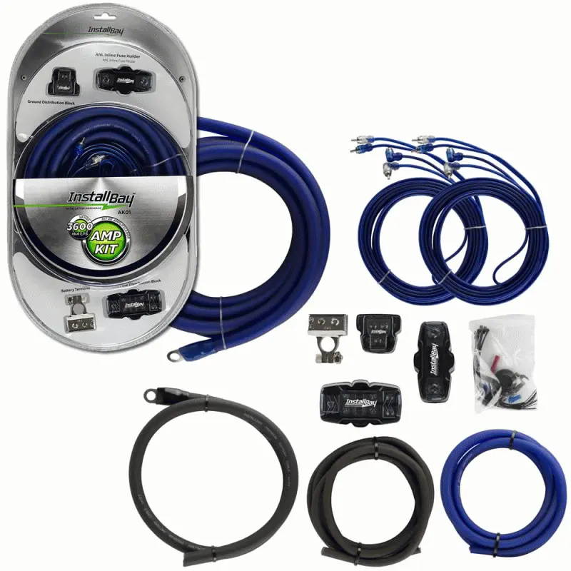 Install Bay Ak01 Amp Kit 1/0 Gauge With Mini-Anl And Anl Fuse Holder 1