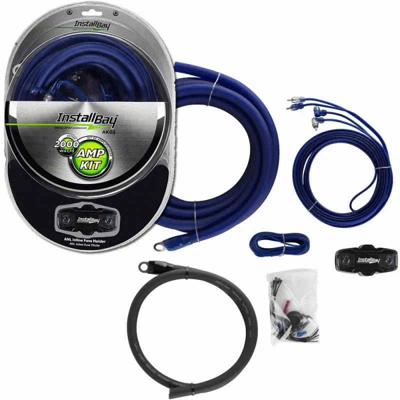 Install Bay Ak02 Amp Kit 1/0 Gauge With Anl Fuse Holder 1