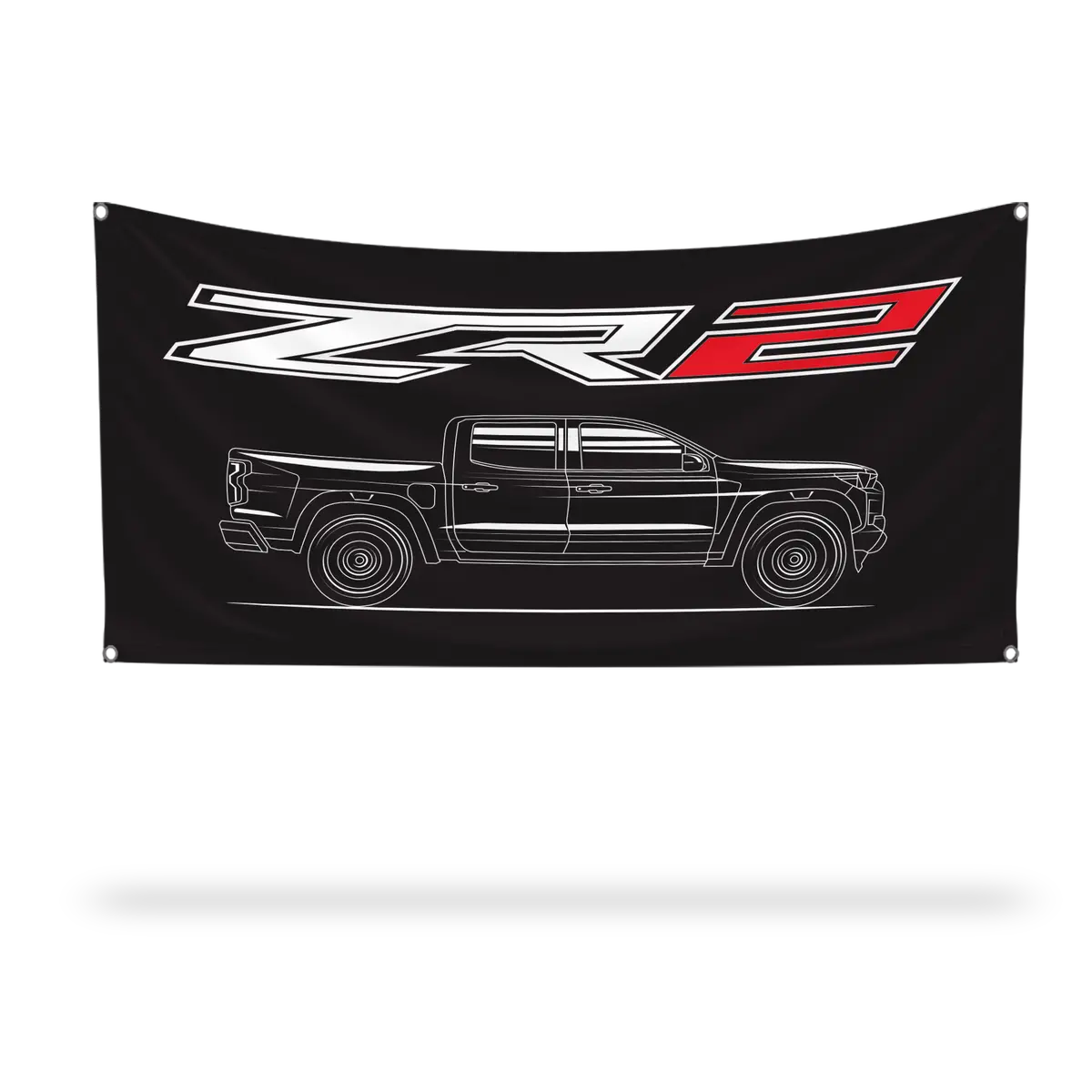 Chevrolet Colorado | Zr2 - White Profile On Black | Vinyl Banner | Multiple Sizes | Hemmed And Grommeted 1