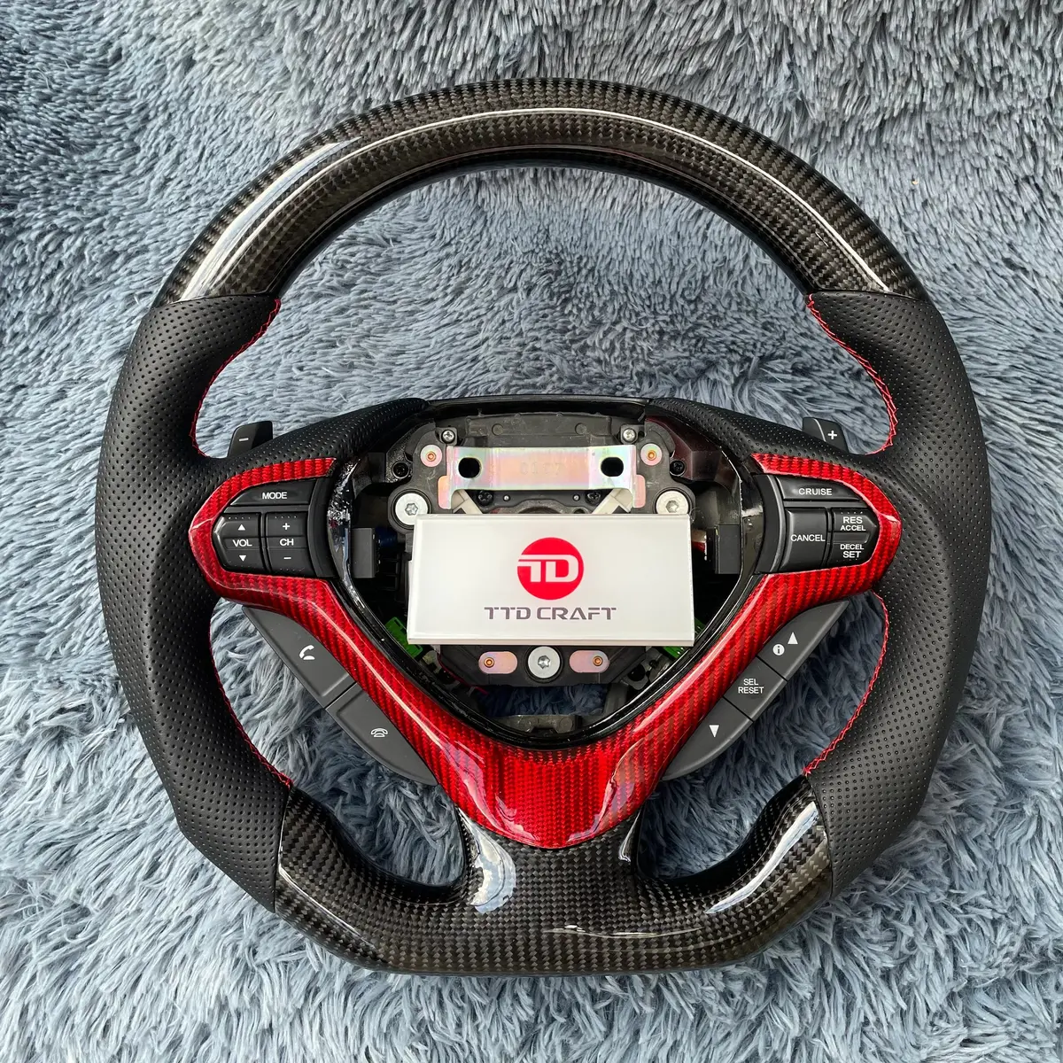 Acura 2009-2014 Tsx Honda Cu2 Red Carbon Fiber Steering Wheel |Ttd Craft 1