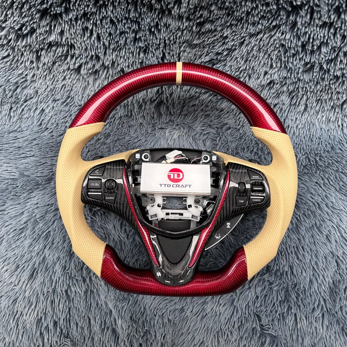 Real Acura 2015-2020 Tlx/Mdx Red Carbon Fiber Steering Wheel |Ttd Craft 1