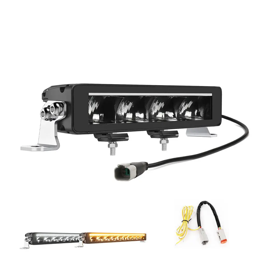 Colight 10Inch Polar Bear Series Single Row Light Bar With Amber&White Drl 1