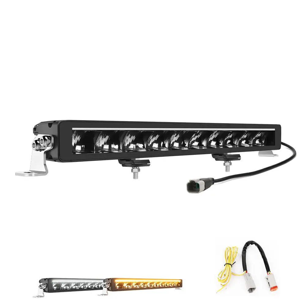 Colight 20Inch Polar Bear Series Single Row Light Bar With Amber&White Drl 1