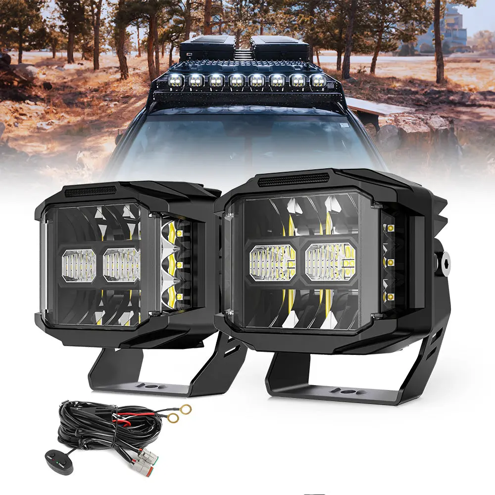 5Inch V5 Series White Beam Side Shooter Led Light Pods With White Drl(Set/2Pcs) 1