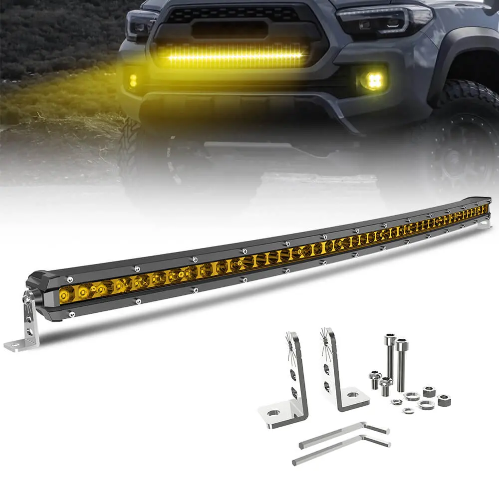 38Inch Curved Yellow Beam G10 Series 90W Slim Single Row Light Bar 1