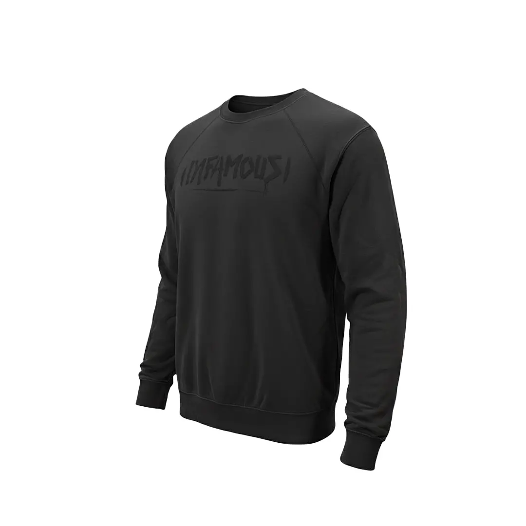 Crew Neck Sweatshirt - Black On Black Infamous 1