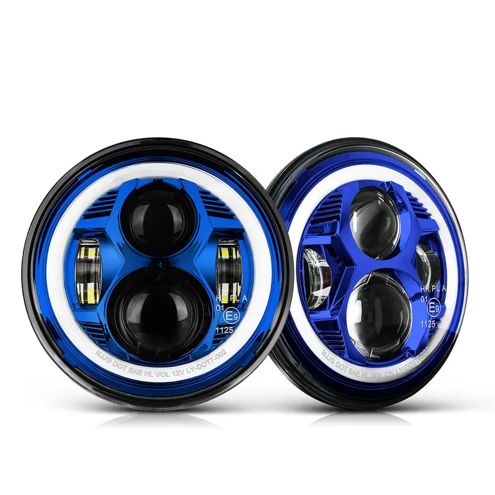 Pair 7Inch Spider Sealed Round Headlight With Halo For Jeep 1