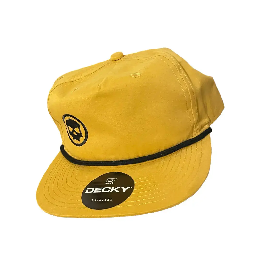 Decky Snapback Hat - Yellow / Black Skull Icon 1