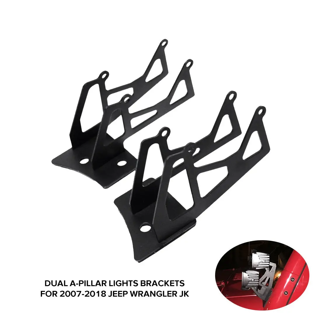 2007-2018 Jeep Wrangler Jk Windshield Dual Light Pods Mounting Brackets(Set/2Pcs) 1