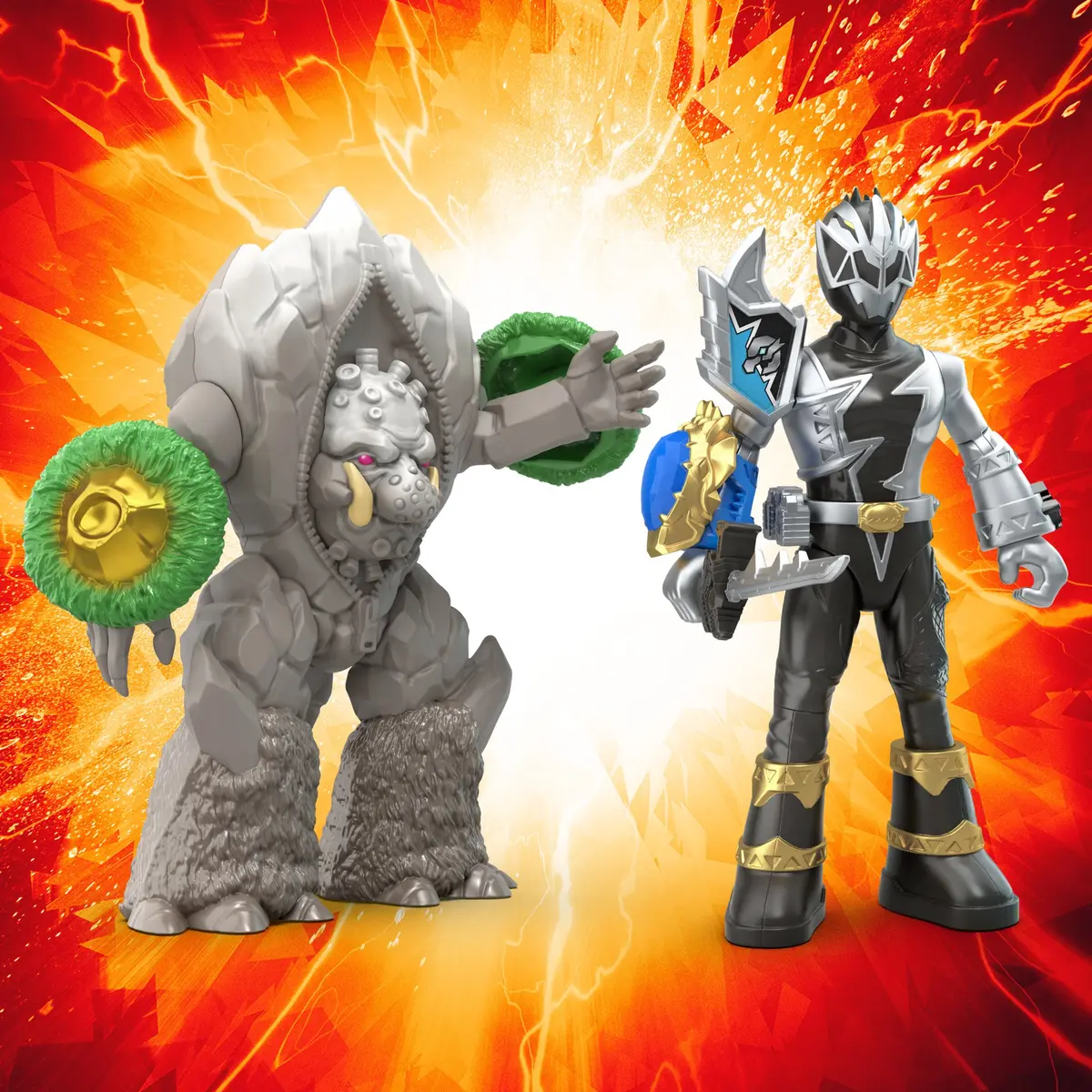 Power Rangers Dino Fury Battle Attackers Black Ranger Vs. Smashstone 1