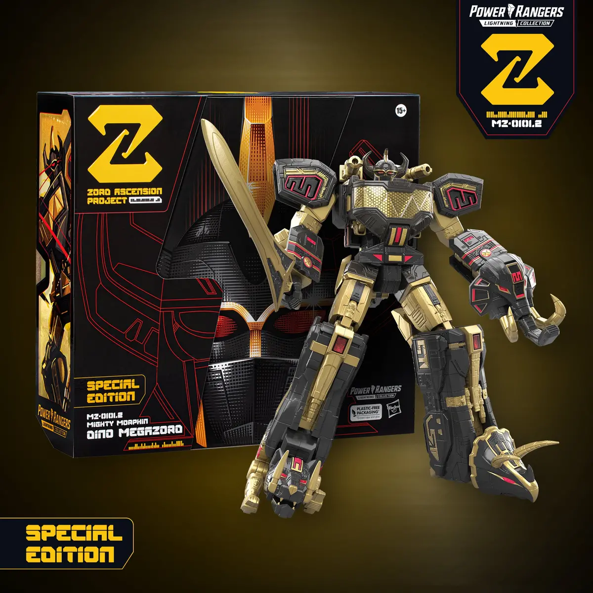 Power Rangers Lightning Collection Zord Ascension Project Mighty Morphin Dino Megazord Black And Gold Special Edition 1