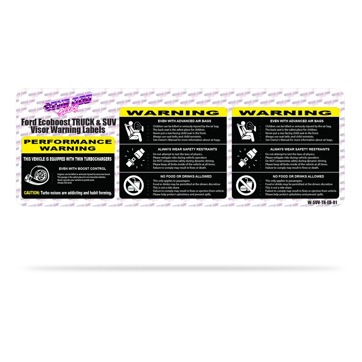 Ford Truck And Suv Ecoboost | 3 Piece | Visor Warning Overlay 1