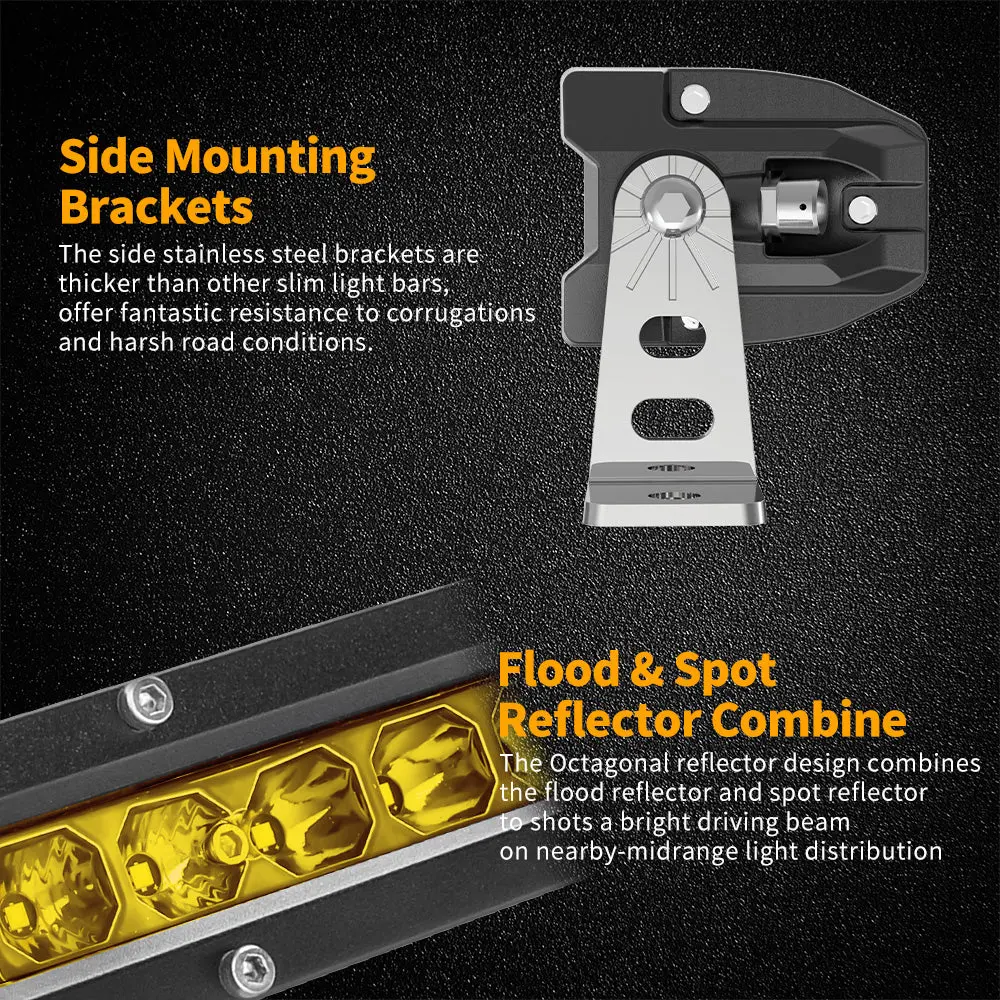 38Inch Curved Yellow Beam G10 Series 90W Slim Single Row Light Bar 2