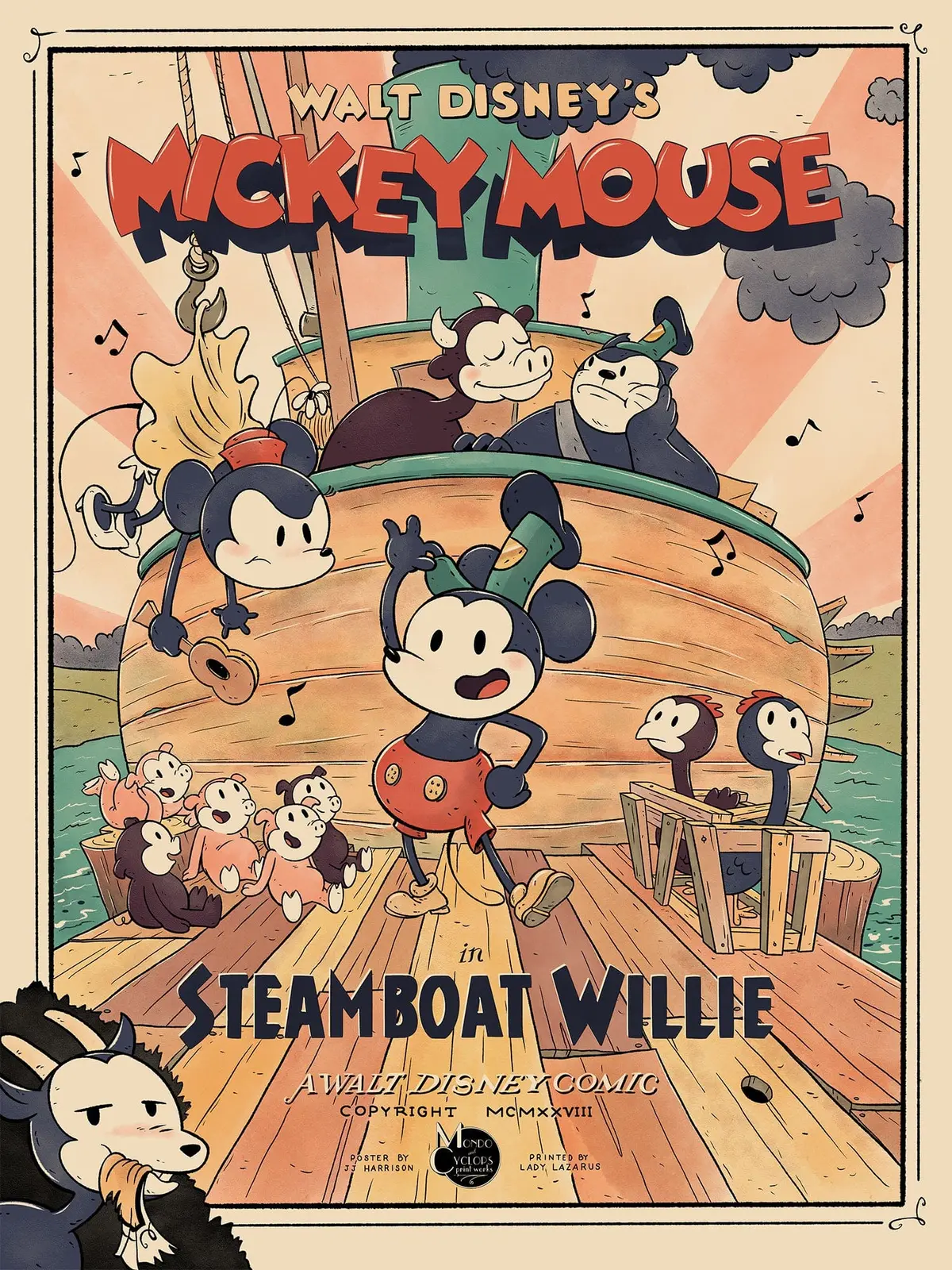 Mickey Mouse – Steamboat Willie Poster By Jj Harrison 1