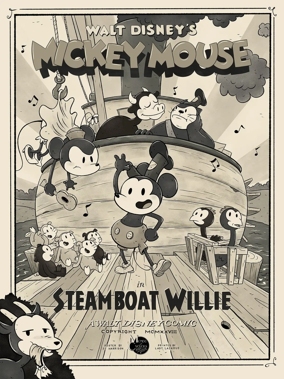 Mickey Mouse – Steamboat Willie (Variant) Poster 1