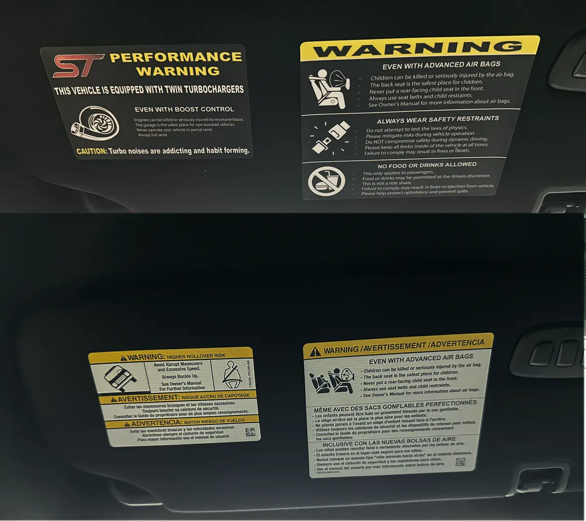 Ford Explorer St | 3 Piece | Visor Warning Overlay 2
