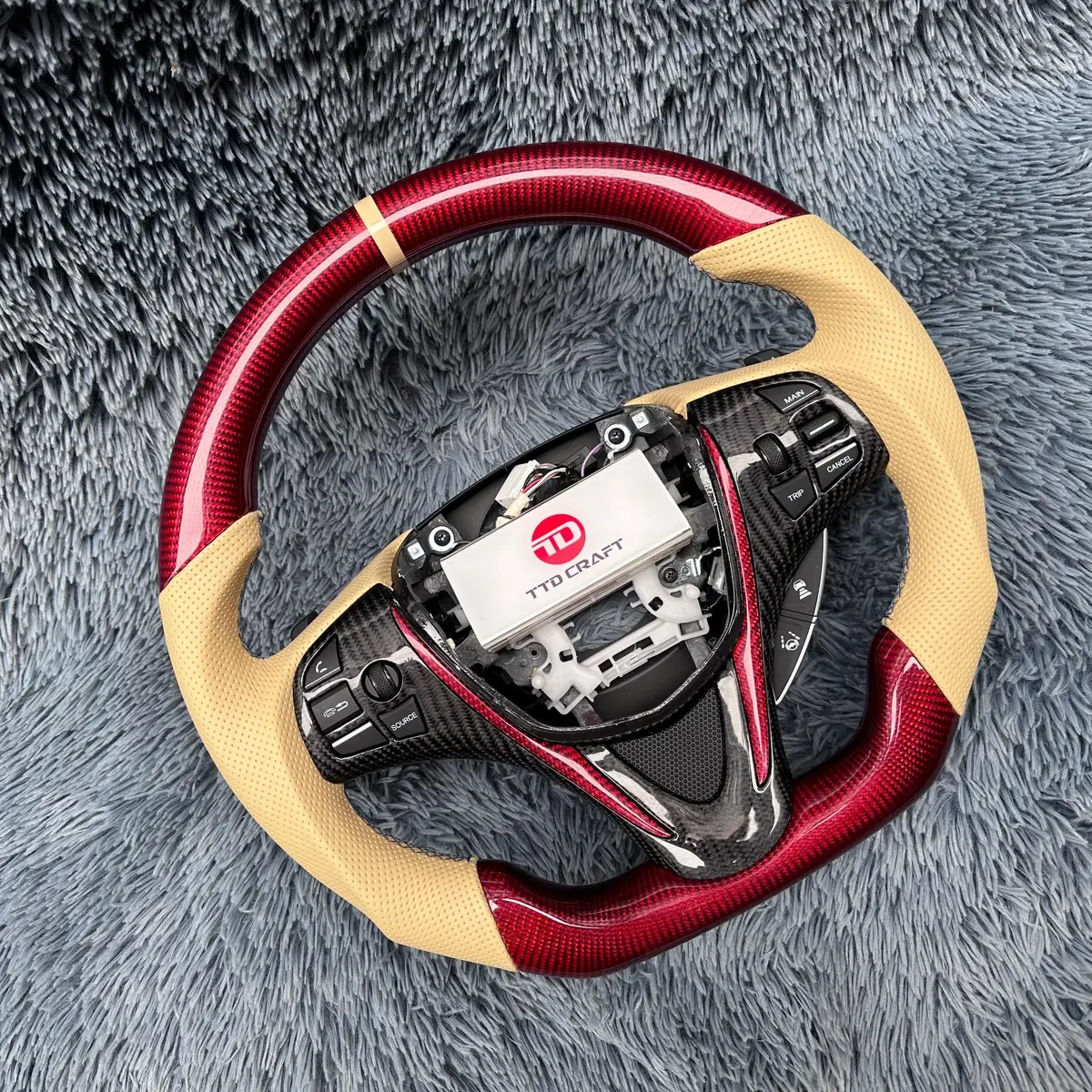 Real Acura 2015-2020 Tlx/Mdx Red Carbon Fiber Steering Wheel |Ttd Craft 2