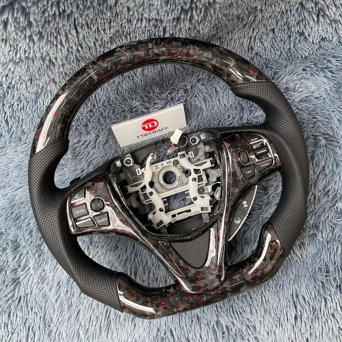 Custom Acura 2015-2020 Tlx/Mdx Forged Carbon Fiber Steering Wheel With Red Flakes|Ttd Craft 2