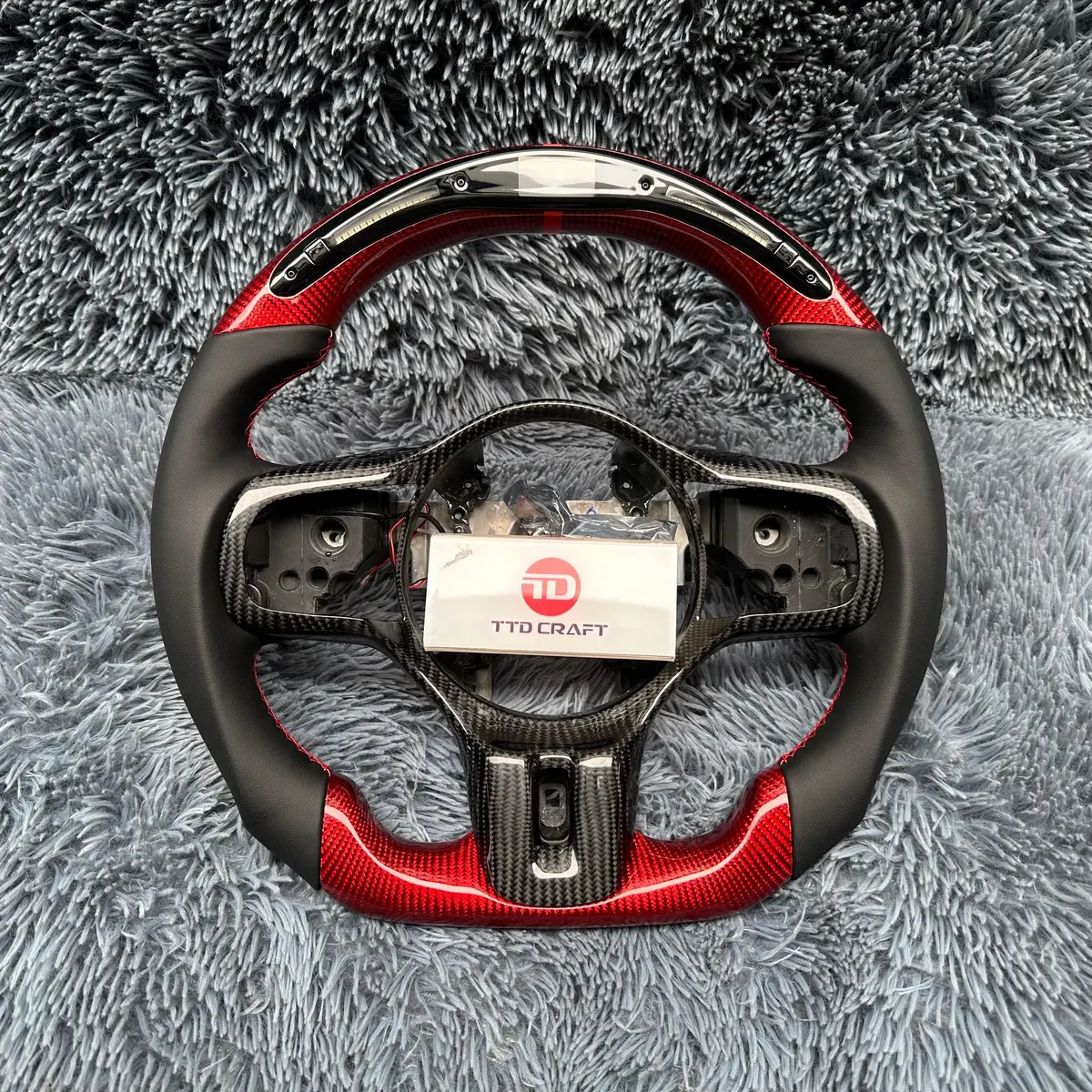 Ttd Craft Mitsubishi Evolution 2008-2015 Evo X/Lancer Carbon Fiber Steering Wheel With Led 1