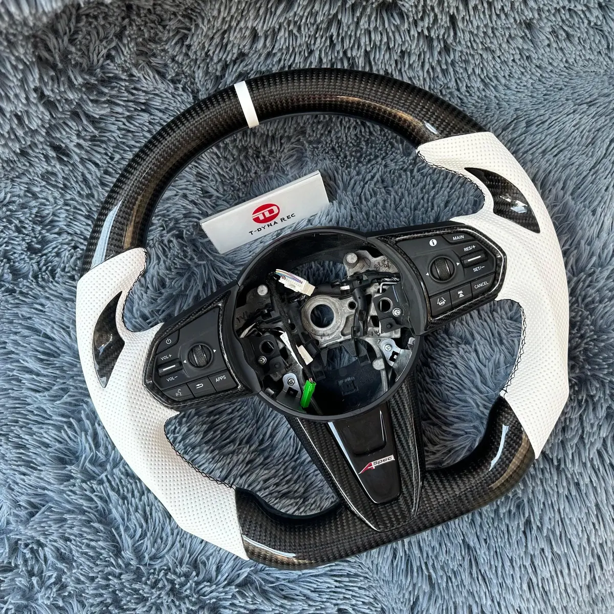 Customized Acura Rdx Carbon Fiber Steering Wheel With White Leather |Ttd Craft 2