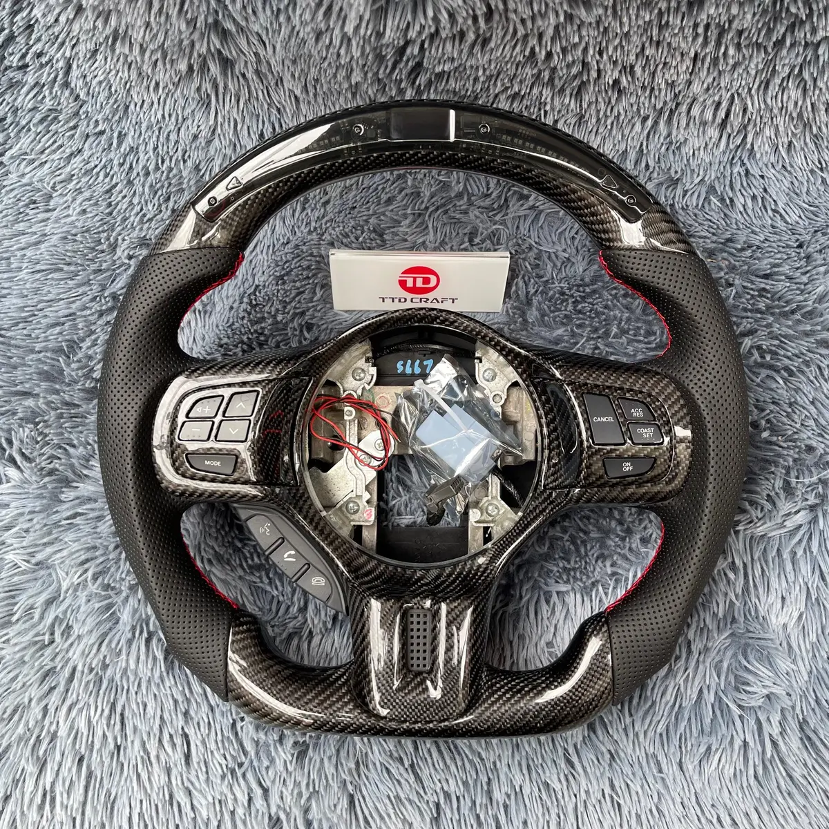 Ttd Craft Mitsubishi Evolution 2008-2015 Evo X/Lancer Carbon Fiber Steering Wheel With Led 1
